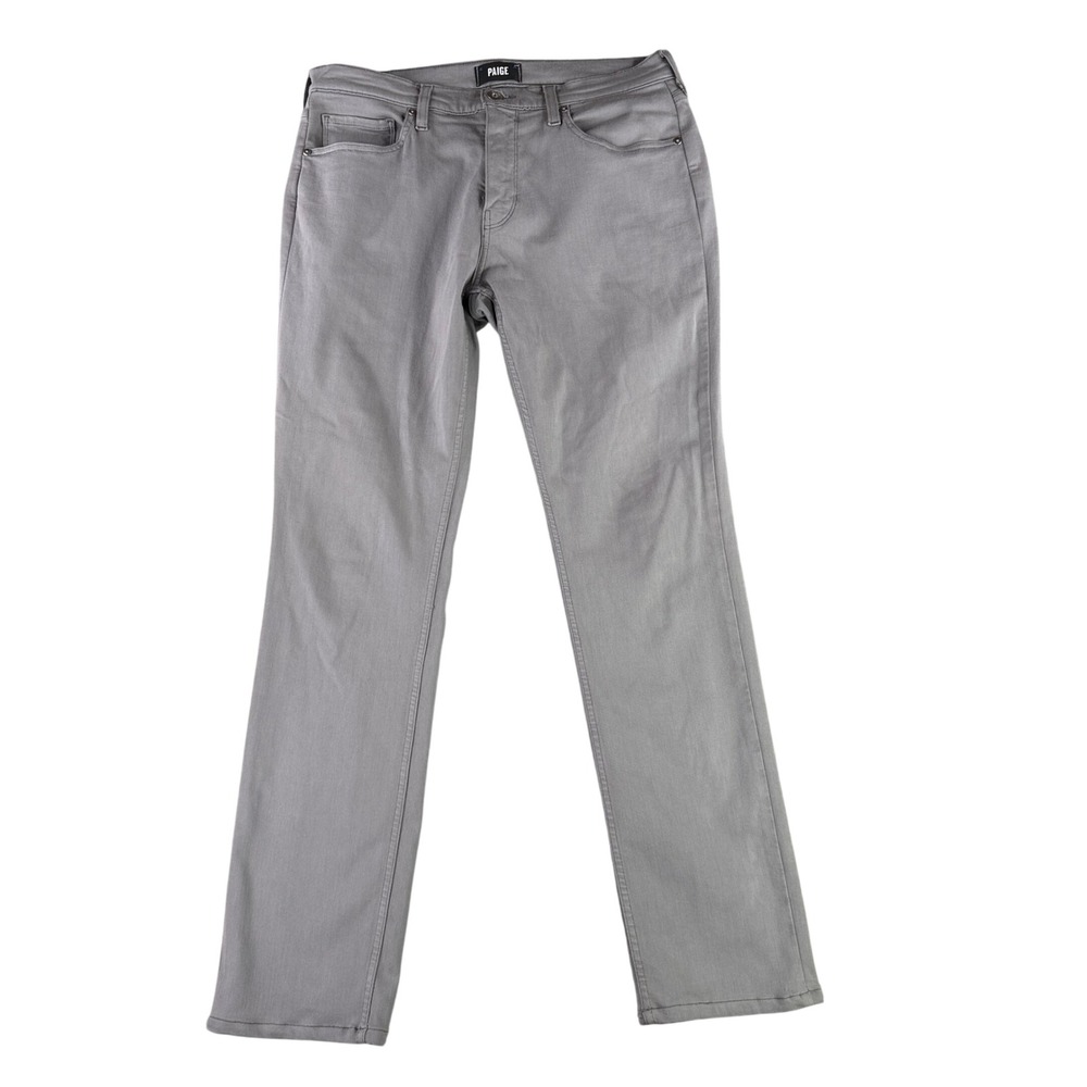 Paige Federal Pants Mens 33x34 Gray Slim Straight Stretch Casual Denim 5-Pocket